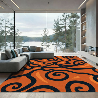 Vibrant Orange Swirl Organic Rug