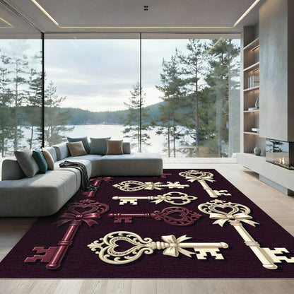 Ornate Heart Key Arrangement Rug
