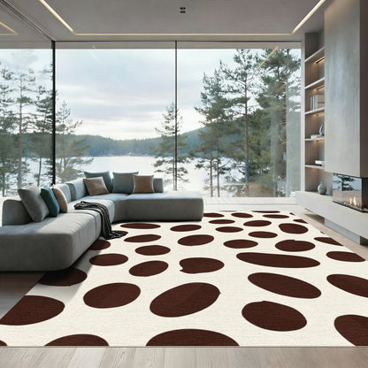 Cream Brown Coffee Bean Spot Rug