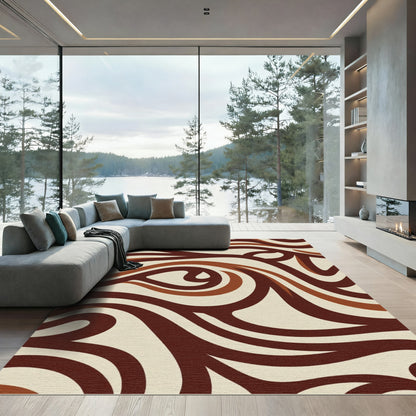 Retro Chocolate Cream Swirls Rug