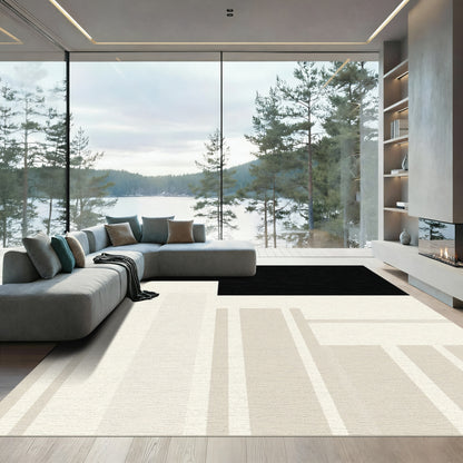 Neutral Cream Vertical Stripe Rug