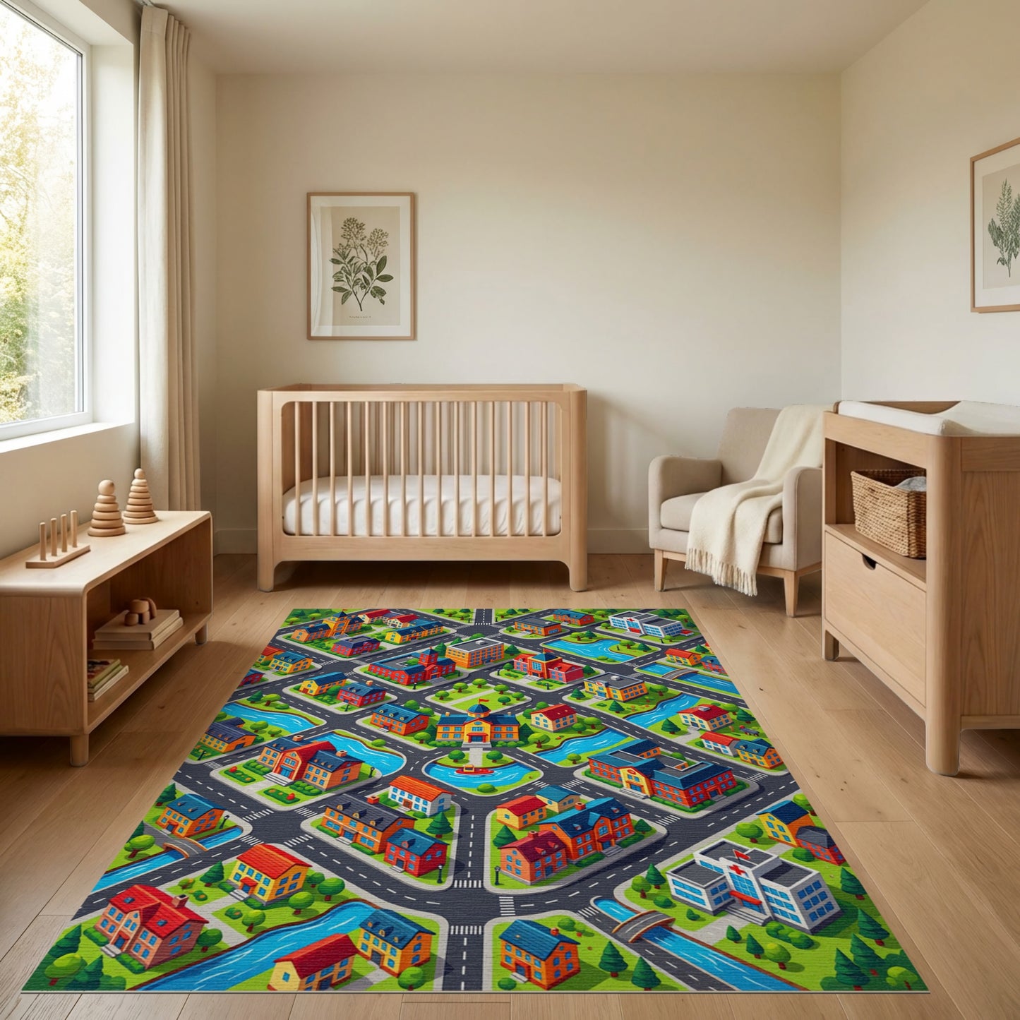 Vibrant Isometric Cityscape Pattern Rug 2