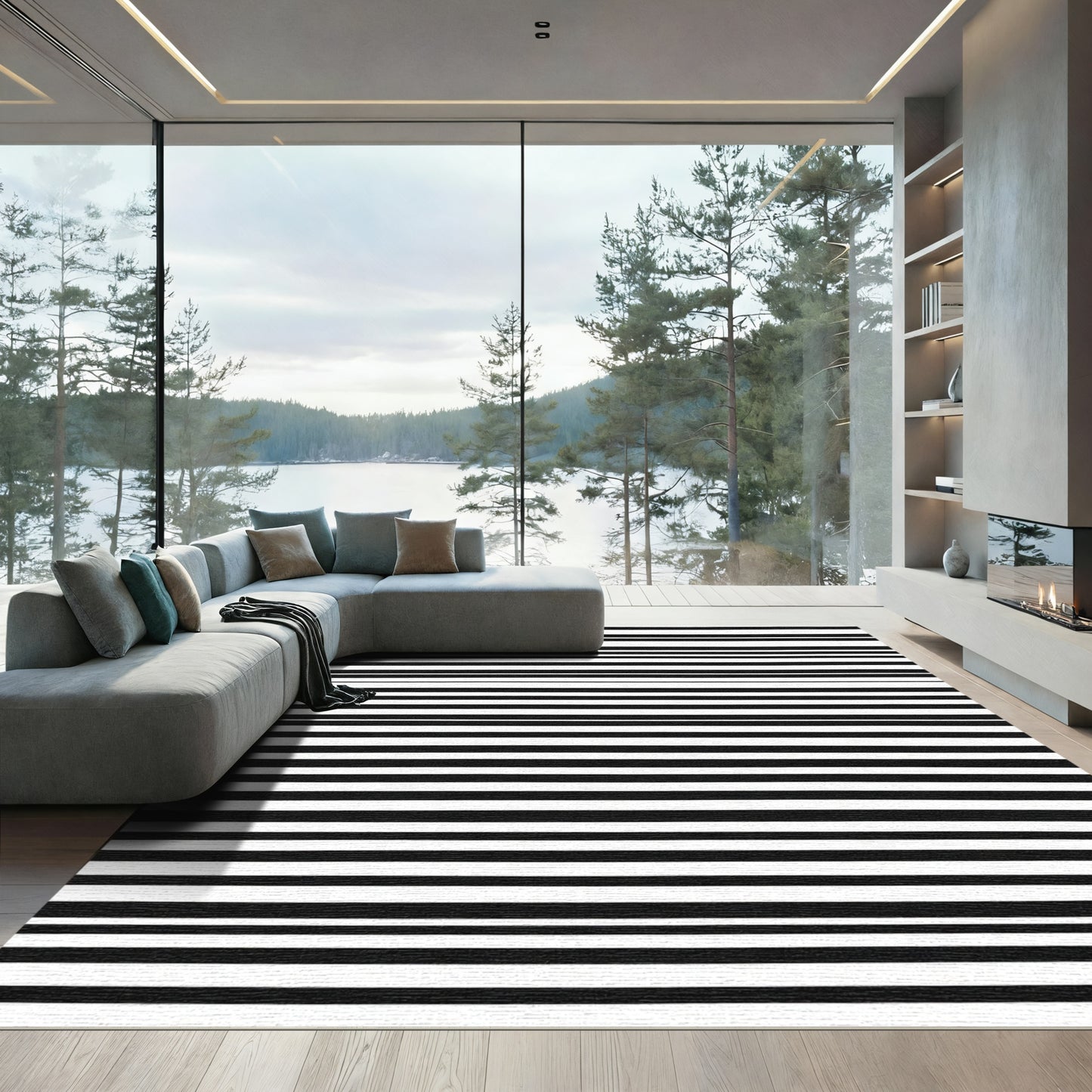Thin Lines Contrast Rug