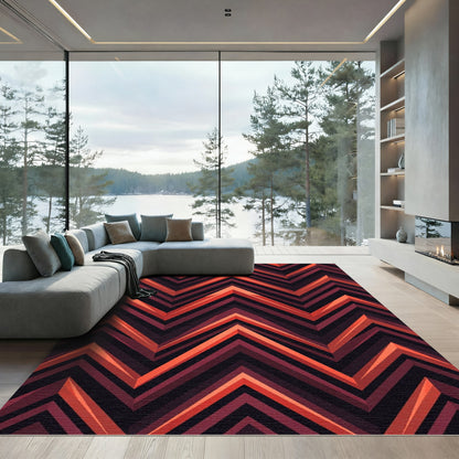 Red Orange Chevron Zigzag Stripe Rug