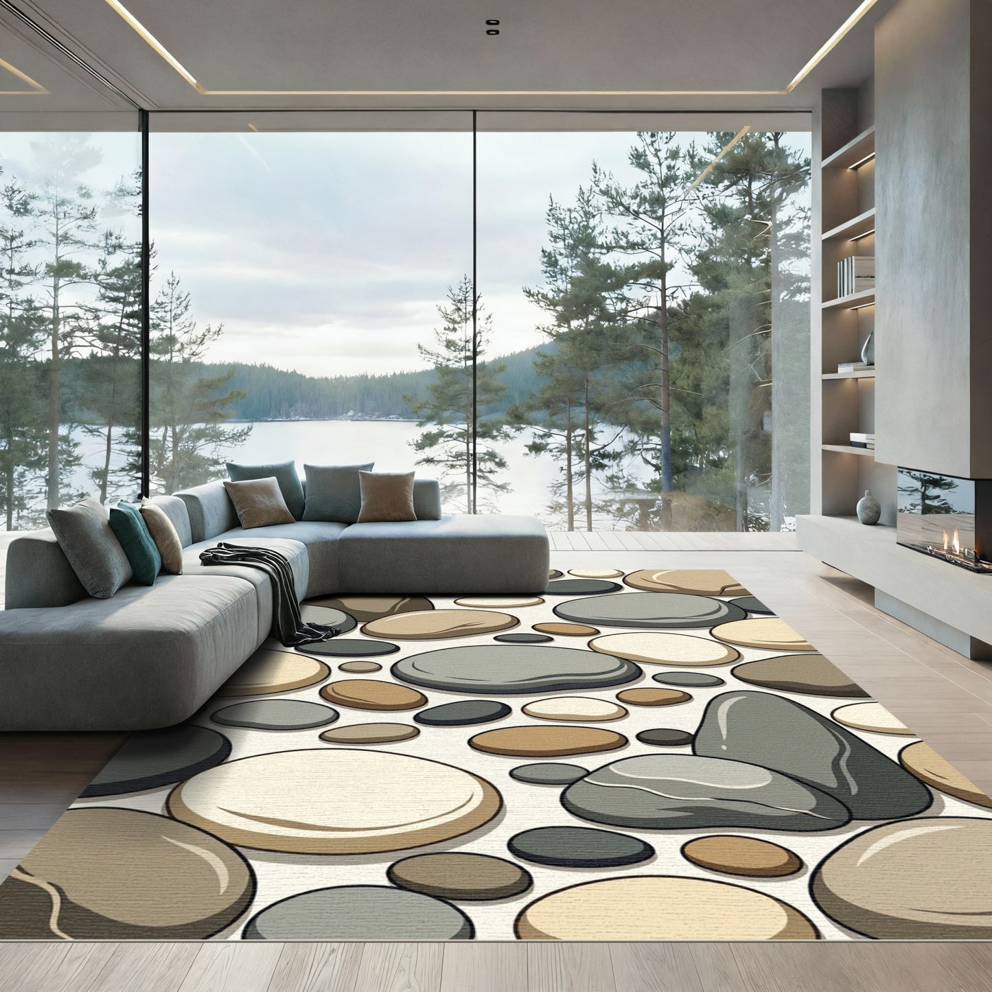 Natural Earthy Pebble Array Rug