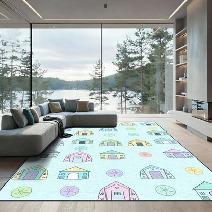 Pastel Houses Repeating Composition Rug