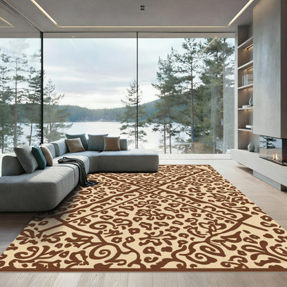Brown Leopard Floral Medallion Rug