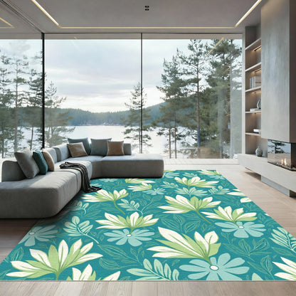 Green Blue Floral Lush Composition Rug