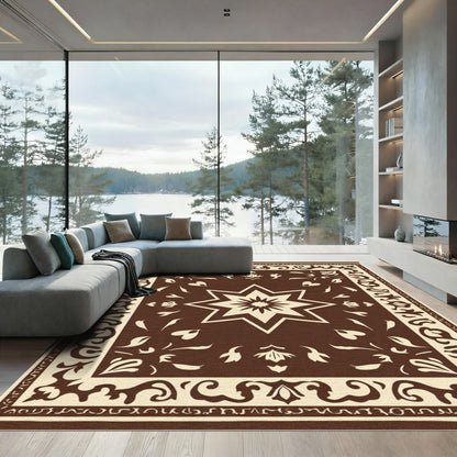 Rich Brown Eight Pointed Star Rug