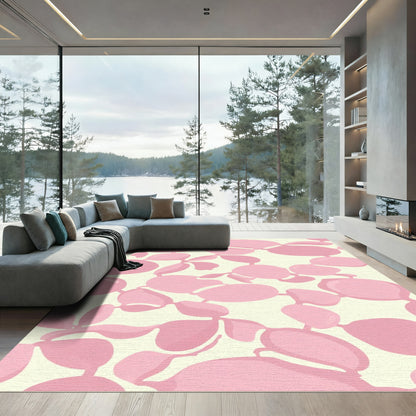 Soft Pink Abstract Organic Branch Rug