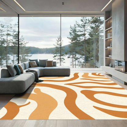 Earthy Orange Abstract Swirl Rug