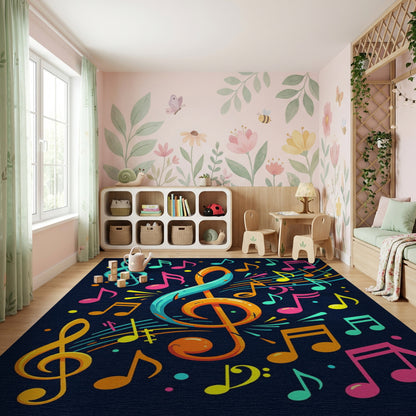 Vibrant Treble Clef Music Notes Rug