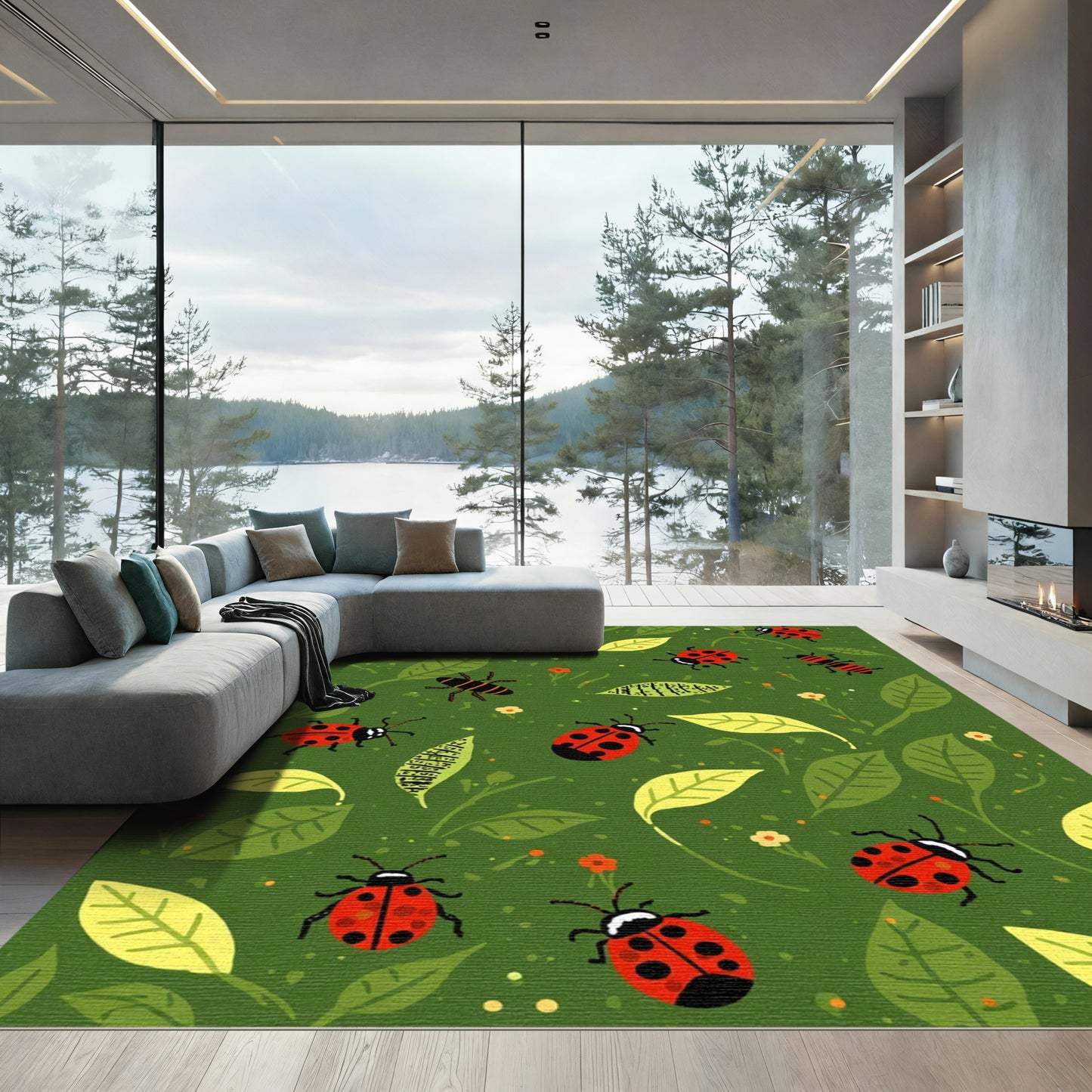 Whimsical Ladybug Garden Nature Rug