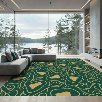 Emerald Gold Organic Leaf Flow Rug