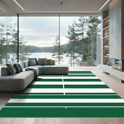 Bold Forest Green Horizontal Striped Texture Rug