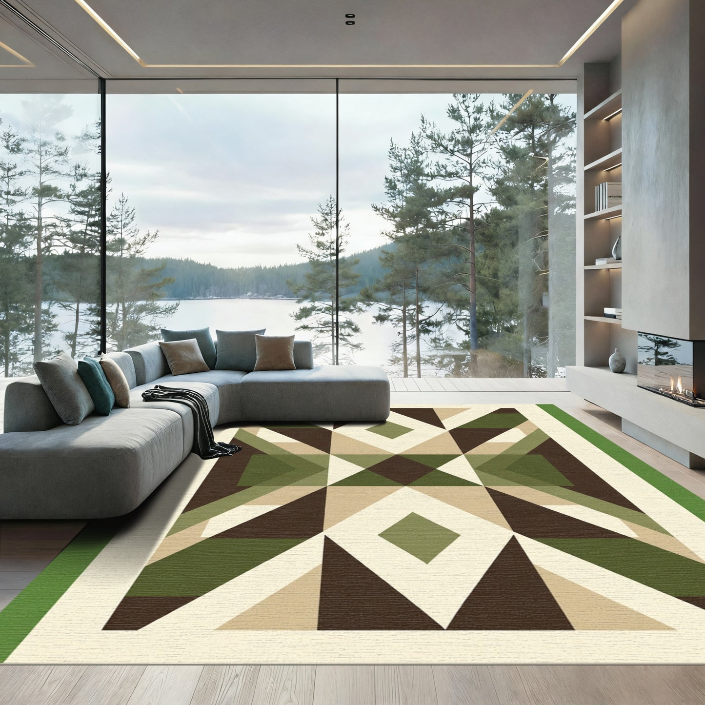 Geometric Earth Tone Diamond Shapes Rug