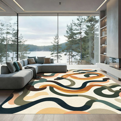 Winding Serpent Abstract Mid Century Modern Rug