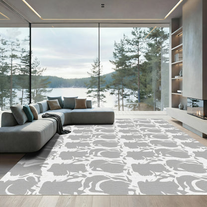 Gray Abstract Blobs Organic Repeat Rug