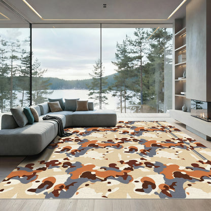 Tan Brown Camo Repeating Pattern Rug