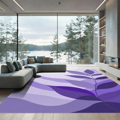 Purple Leafy Wave Layers Rug