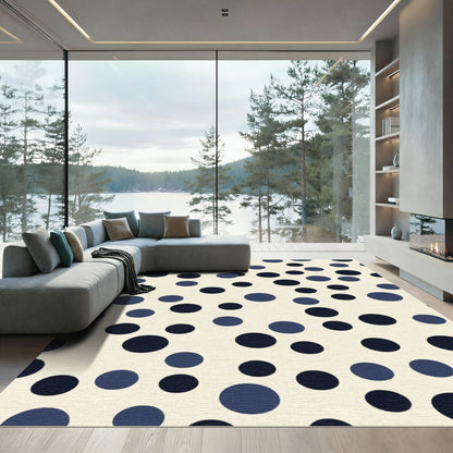 Classic Navy Blue Polka DotRug Rug