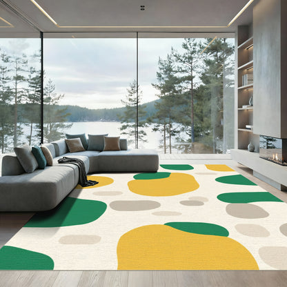 Abstract Organic Biomorphic Yellow Green Rug