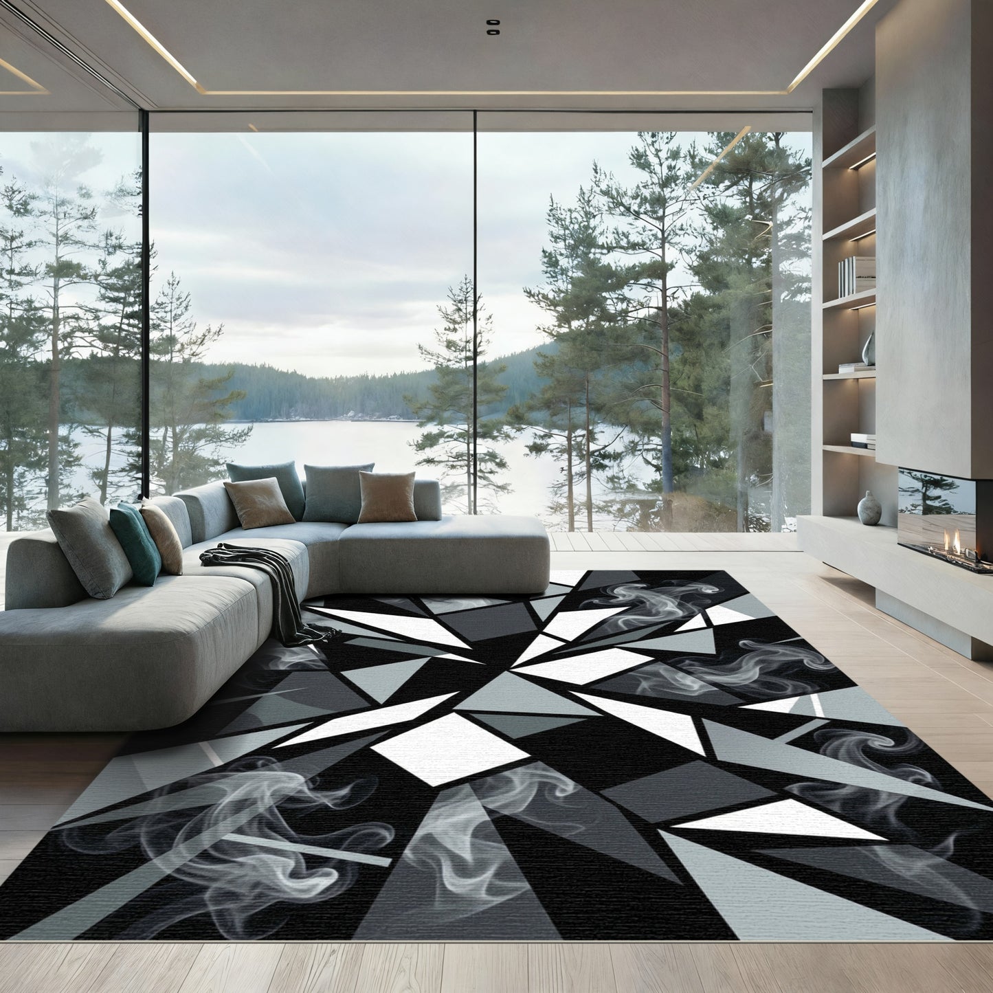 Monochromatic Smoke Geometric Fragment Rug