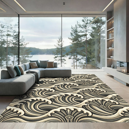 Earthy Tones Dynamic Wave Composition Rug