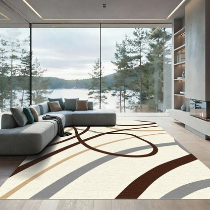 Modern Abstract Swirl Chocolate Gray Rug