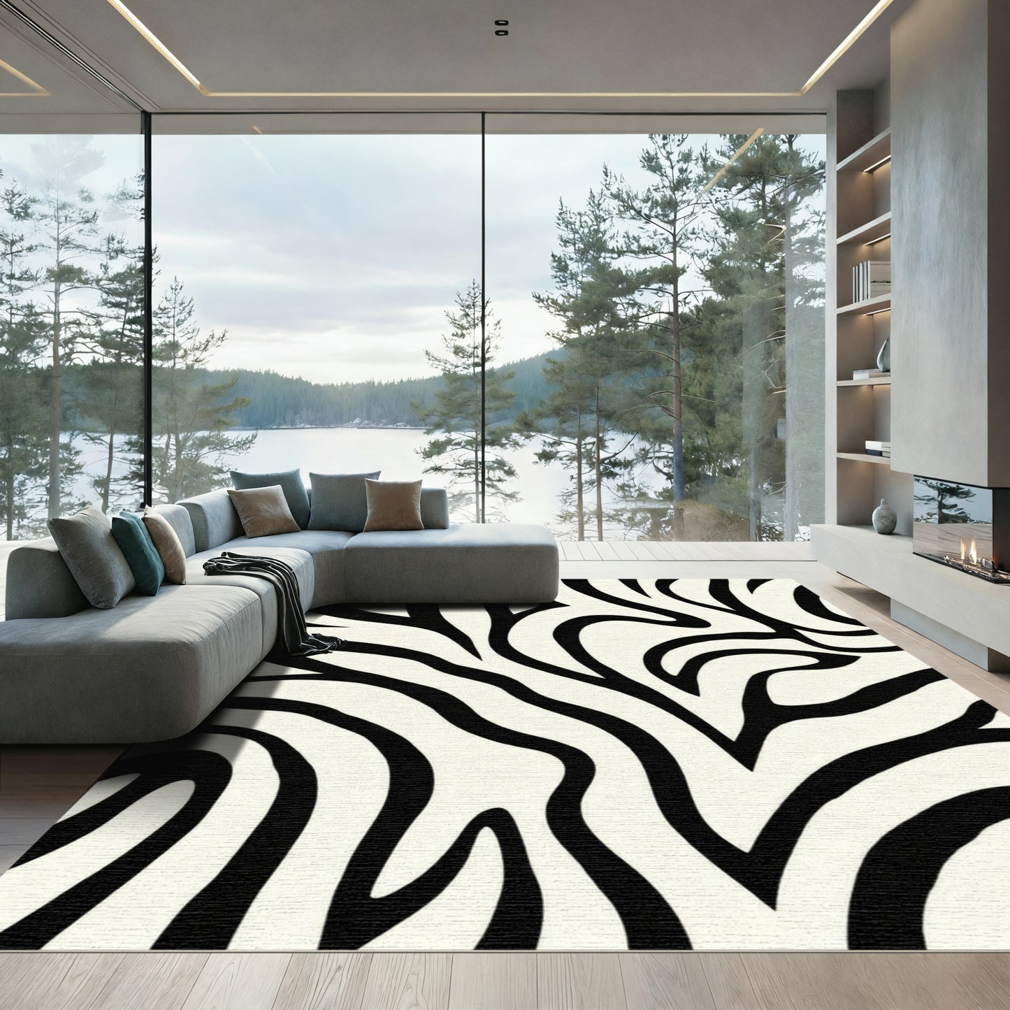 Black White Zebra Stripe Rug