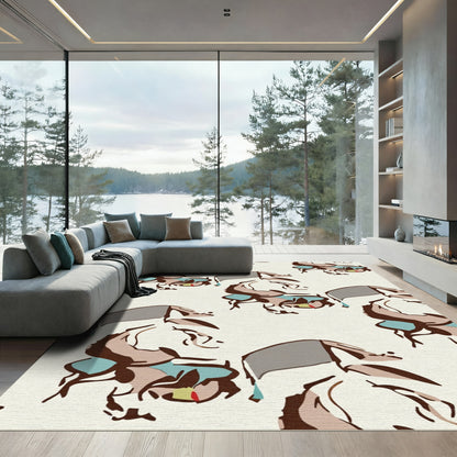 Earthy Abstract Horse Motif Rug