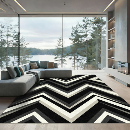 Monochromatic Chevron Zigzag Geometric Rug