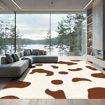 Brown White Cow Spot Accents Rug