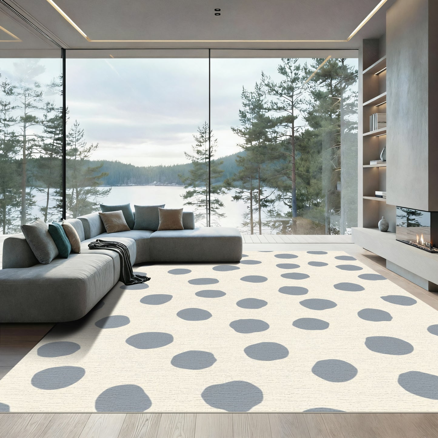 Pale Blue Polka Dot Organic Rug