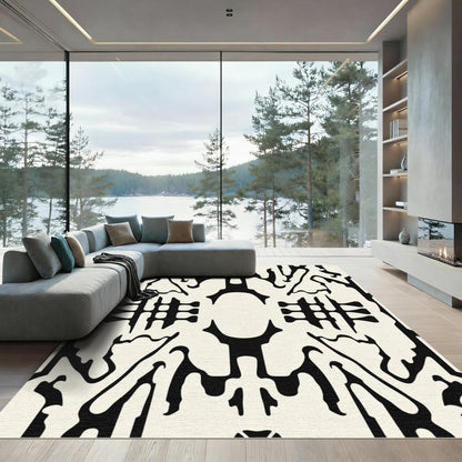 Bold Monochrome Fluidic Abstractions Rug
