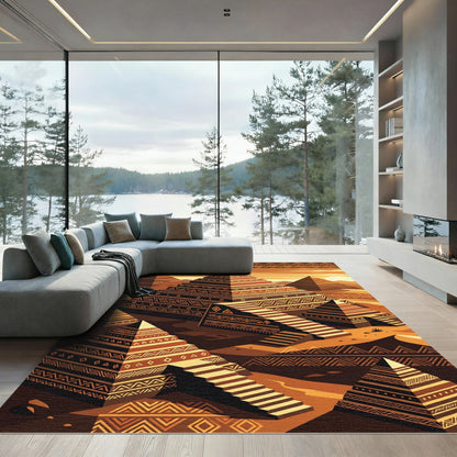 Golden Desert Pyramid Geometric Earthy Area Rug