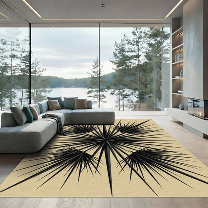Bold Black Sunburst Geometric Area Rug