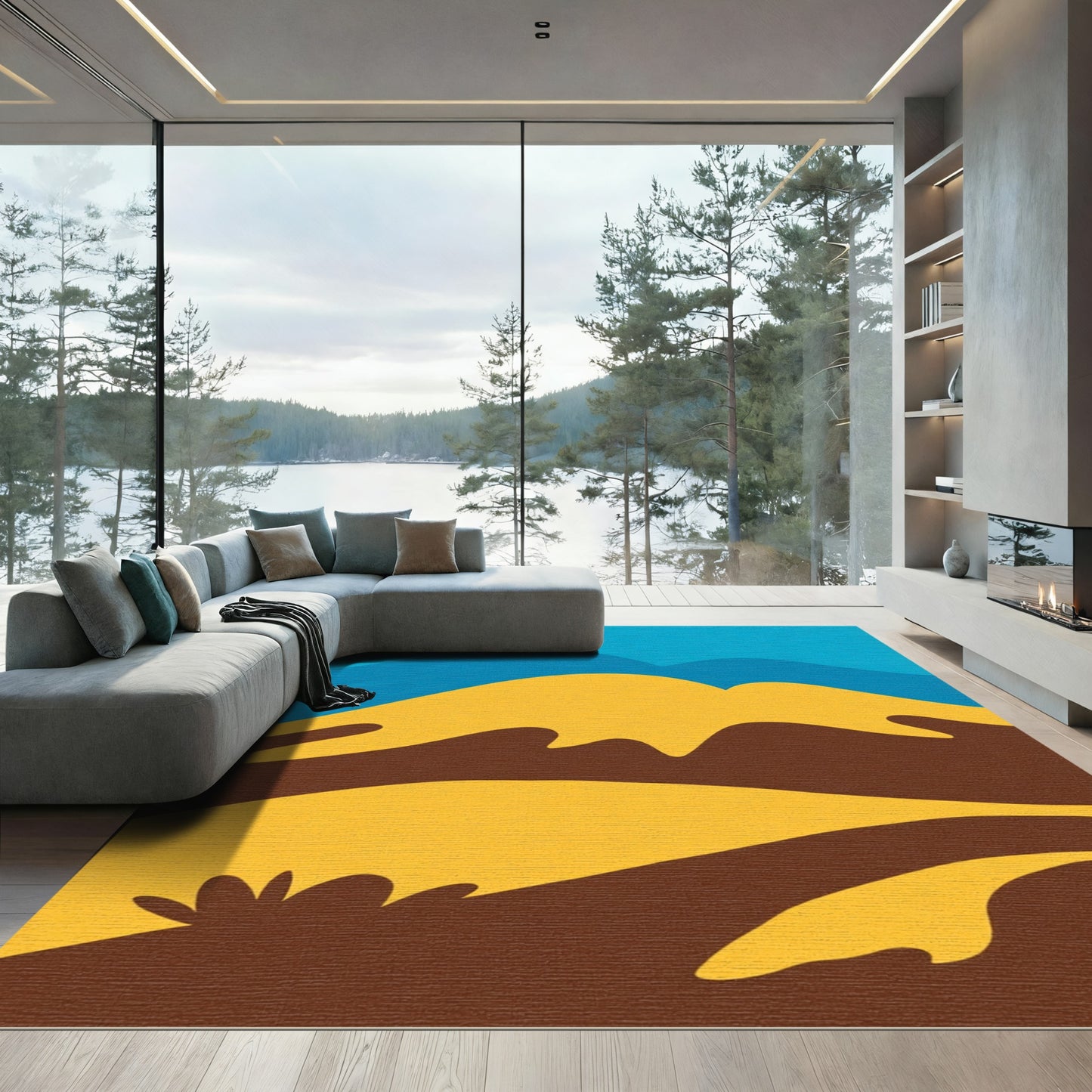 Golden Dunes Abstract Landscape Rug