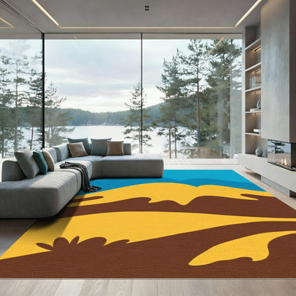 Golden Dunes Abstract Landscape Rug