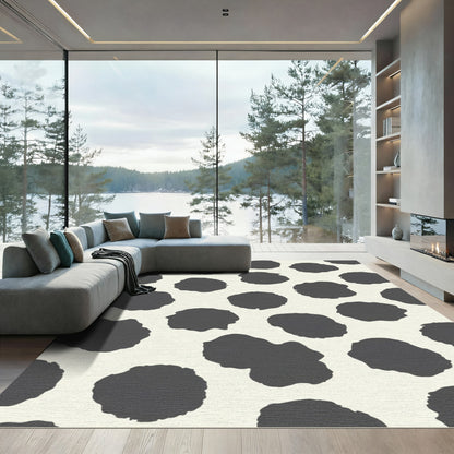 Charcoal Spots on Cream Background Rug
