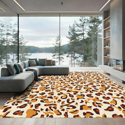 Orange Brown Leopard Spot Rug
