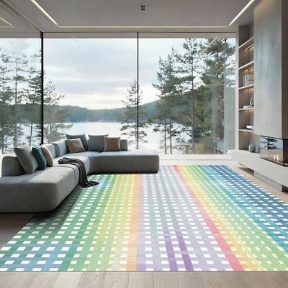 Pastel Plaid Gradient Weave Rug