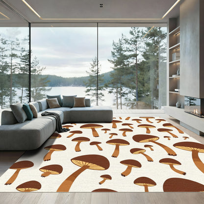 Brown Mushroom Forest Collection Rug