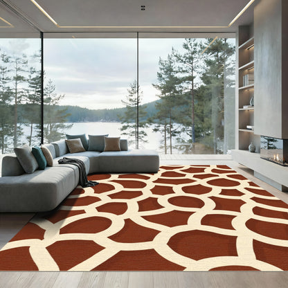 Brown Cream Irregular Organic Shape Rug