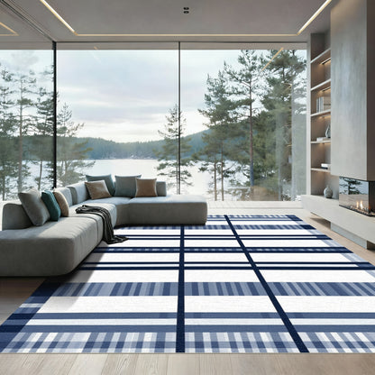 Classic Blue Plaid Tartan Rug