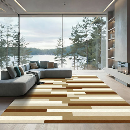Earthy Horizontal Stripe Mosaic Rug