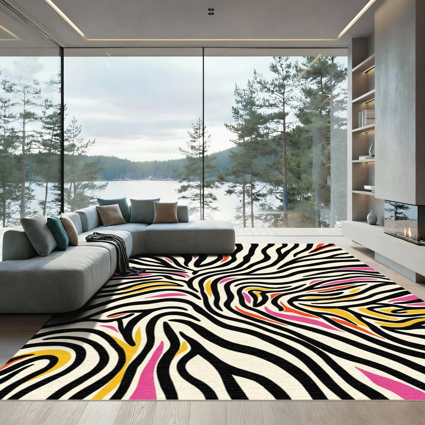 Wild Zebra Stripes with Bright Accents Rug