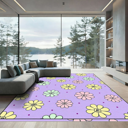 Pastel Floral Dots Lavender Rug