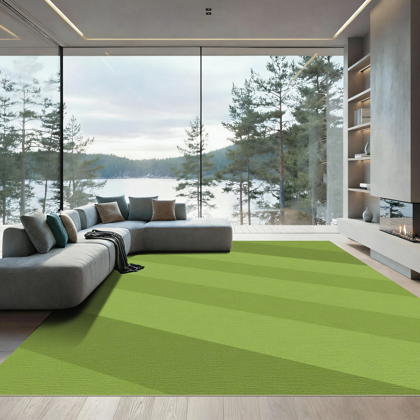 Striped Green Diagonal Rug