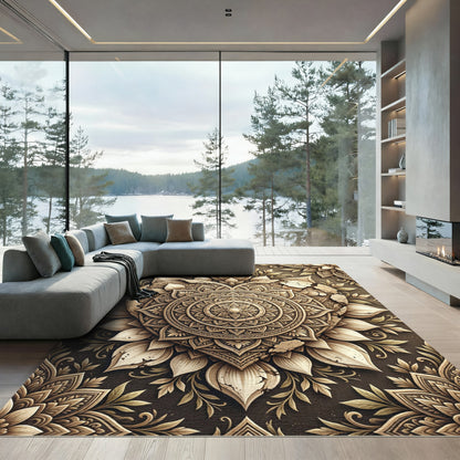Cracked Sandstone Mandala Heart Emblem Rug
